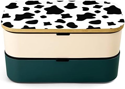 הדפסת פרה דפסת קופסת אוכל בנטו דליפת דליפות בנטו קופסאות מזון עם 2 תאים לפיקניק עבודה לא