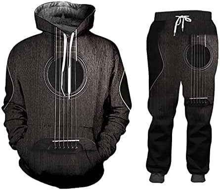 ערכות גיטרה תלת מימדיות גברים חליפות קפוצ'ונים מזדמנים מכנסיים ספורטיביים סווטשירט סווטשירט סווטשירט