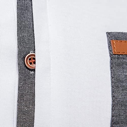 גברים של הנלי חולצות אופנה טלאי כיס מוצק מזדמן סוודר כפתור סידור יומי ארוך שרוול חולצה חולצות חולצה
