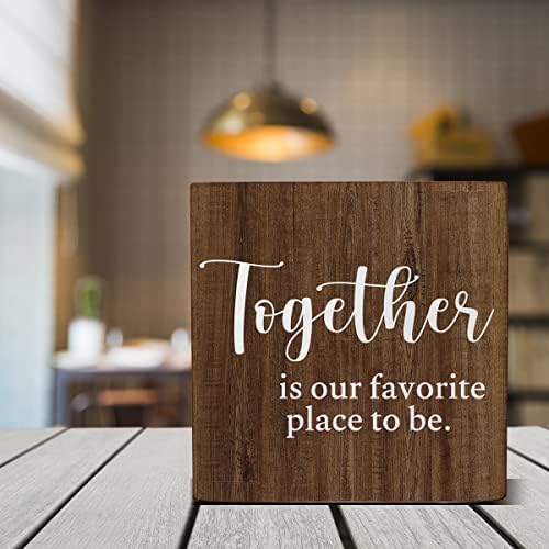 יחד הוא המקום האהוב עלינו להיות בו תיבת עץ סימן שולחן ד ' קור תיבת עץ סימן לקישוט שולחן מדף מטבח ביתי