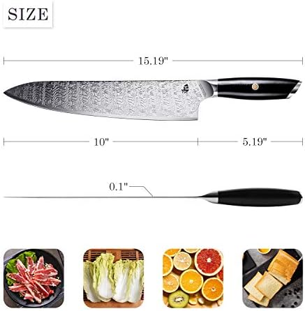 סכין שף טואו 10 אינץ '- סכין בישול למטבח, סכין סטייק למטבח - 5 אינץ', אוס-8 סכין שף יפנית מנירוסטה עם