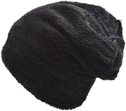 גברים צמר מרופד חורף חם בבאגי רפוי לסרוג כפת כובע צעיף סט חורף סקי שלג כפת כובע צוואר חם