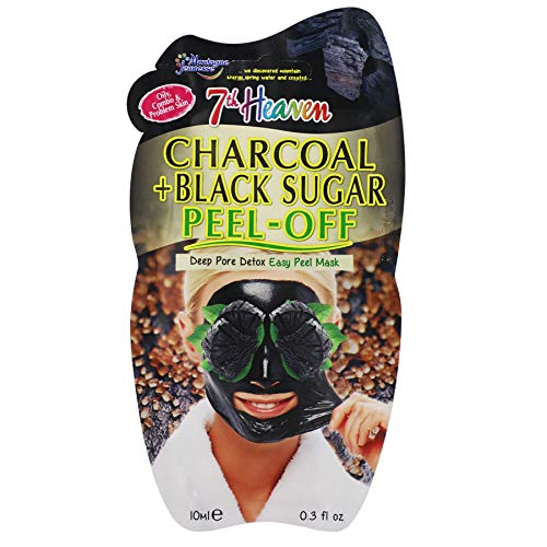 גן עדן 7 פחם + סוכר שחור לקלף מסיכת פנים קל לקלף, ניקוי רעלים עמוק בעור הנקבוביות, 3 חבילות של 0.30