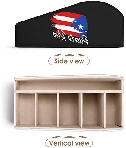 בציר פורטו ריקו דגל שלט רחוק מחזיק עם 6 תאים עור מפוצל שולחן מארגן שולחן תיבת אחסון לבית משרד