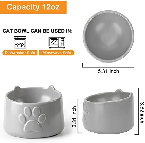קערת חתול מוגבהת זוניילה - קערת מזון מוגבהת לחתולים - 12 עוז קרמיקה חתולים כלבים קטנים קערות למזון ומים-צלחת