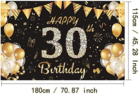 30 יום הולדת שמח קישוטי רקע באנר שחור וזהב לגברים נשים שחור יום הולדת צילום רקע 30 שנים יום הולדת ספקי