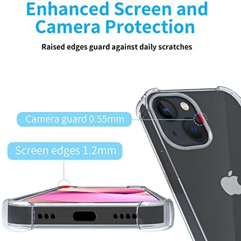 Cavie Brands iPhone 13 נקה מקרה עם 2 מגני מסך, הגנת ספיגת הלם מקסימאלית, מארז נקה של אייפון 13, תואם