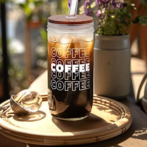 כוס צנצנת קפה קרח, כוס צנצנת קפה קרס קפה קפה עם מכסים וקשיות, כוסות קפה קרות, כוס כוסות קפה קר, צנצנת