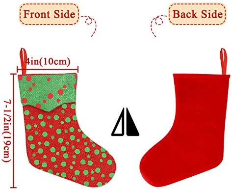 גרבי מיני לחג המולד, 24 איחוד 7 אינץ 'נצנצים גרביים עגולים, מחזיקי שקיות כרטיסי מתנה, פינוקים בכמויות