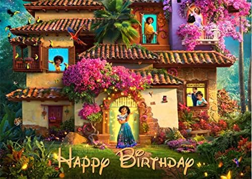 צבעוני וונדר אנקנטו יום הולדת שמח רקע 5 על 3 קסום פרחוני בית מיראבל אנקנטו יום הולדת רקע למסיבת יום