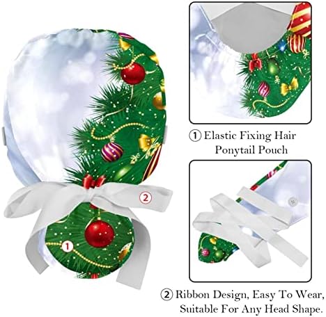 כובעים רפואיים של Ratgdn לנשים עם כפתורים שיער ארוך, כובע עבודה מתכוונן 2 חלקים, חג המולד חמוד אלפקה