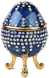 כחול פברז ' ה ביצת אבני חן תכשיטי תכשיט קופסות צירים אמייל יד-צבוע בציר קישוטי ייחודי מתנה