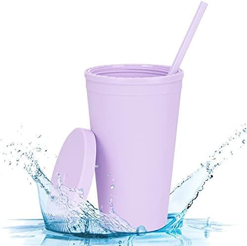 Waipfaru אקרילי כוס 16oz, כוס אקרילית עם מכסים וקשיות, כוס פלסטיק בצבע מט למתנה בהתאמה אישית, כוס פלסטיק