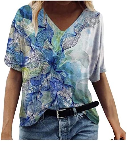 פלוס גודל חולצות מערביות לנשים טוניק נגד צוואר הנשים העליונות יוצאות חולצות חוף טי גרפי חולי קלה