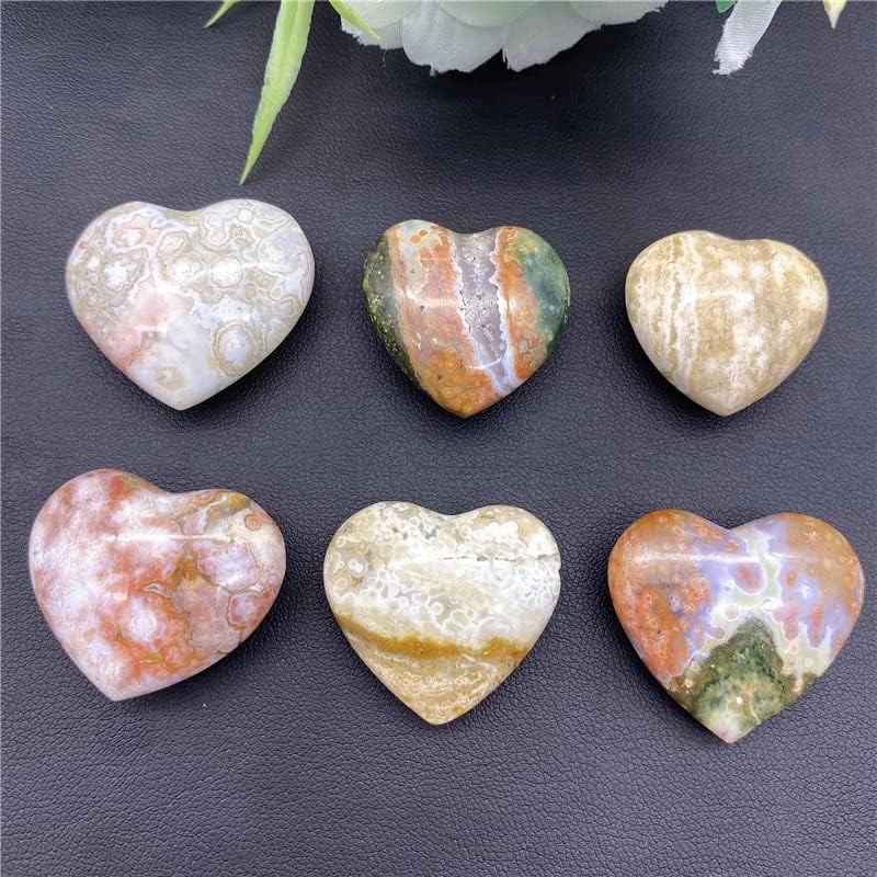 Ertiujg husong306 1/2 pcs אוקיאנוס טבעי ג'ספר גביש אבנים בצורת לב ריפוי מתנות לעיצוב מתנות אבנים טבעיות
