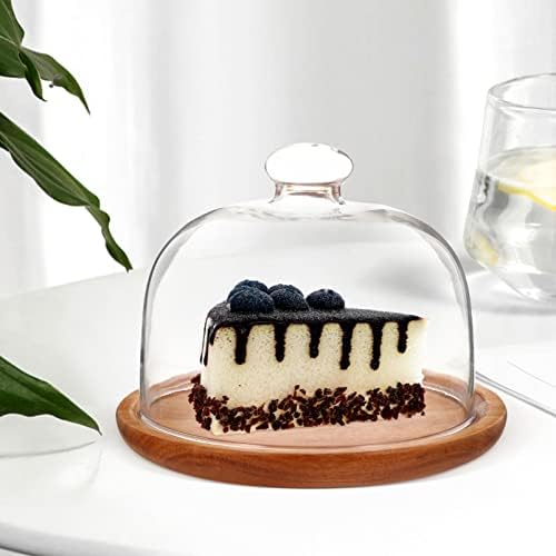 לוקשיני עוגות עוגת עומד 1 סט זכוכית כיפה עם עץ מגש עגול עוגת כיפת מגש עוגת דוכן תצוגת ברור עוגת דוכן