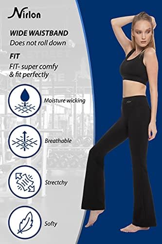 מכנסי יוגה של Bootcut של Nirlon נשים - מכנסי רגליים רחבות לנשים מכנסי יוגה רכים ונושמים מכנסי יוגה ליוגה