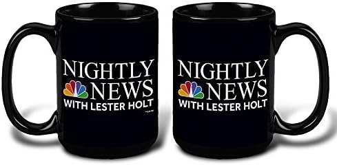 NBC חדשות לילה עם ספל קרמיקה לוגו של לסטר הולט, שחור 15 גרם