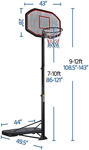 מערכת חישוק כדורסל כדורסל 7-10ft כדורסל ניידת ניידת חישוק כדורסל ושערים חיצוניים/מקורה גובה מתכוונן
