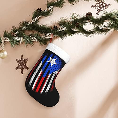 QG ZZX PURETO RICAN דגל אמריקאי גרבי חג המולד גרבי חג המולד אח אח תלייה גרב 18 אינץ 'קישוט חג