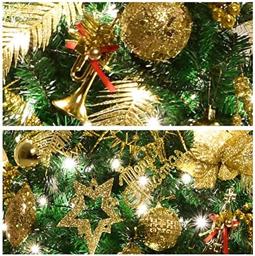 XFXDBT 4.9ft הצפנה עץ אורן חג המולד מלאכותי, עץ חג המולד מואר מראש עם קישוטים גולניים ואורות קישוט לחג