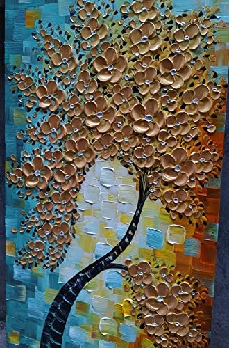 יאשנג אמנות-3 ד מופשט אמנות ציור שמן על בד מרקם צבעים סכין זהב פרחי ציורי מודרני בד קיר אמנות בית תפאורה