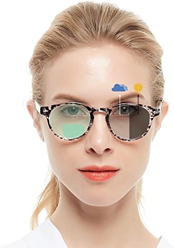 Occi Chiari Photochromic Bifocal משקפי קריאה לנשים, משקפי שמש מעבר UV מעבירים עגולים