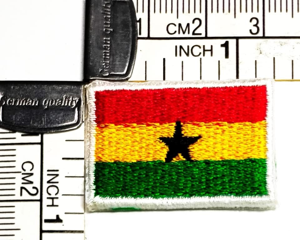 קליינפלוס 2 יחידות. 0. 6 על 1.1 אינץ'. מיני גאנה דגל רקום תיקון ברזל על לתפור על לאומי סמל תיקון כיכר