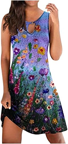שמלת Ruziyoog לנשים קיץ פרחוני מודפסים מפתח מפתח מפתח מיני שמלות טוניקה