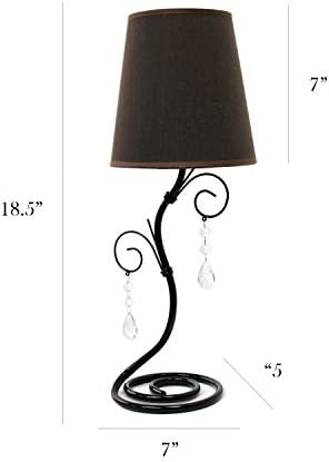 עיצובים פשוטים LT2010-BWN שחור מעוות גפן תלייה גבישים מנורת שולחן, חום