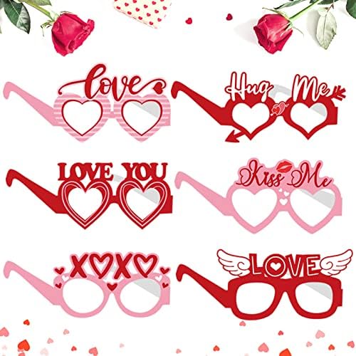 Yexexinm 24 חלקים יום האהבה משקפי נייר מצחיקים טובות מסיבות, מסיבת פוטו של יום האהבה מפוארת אבזרי משקפיים