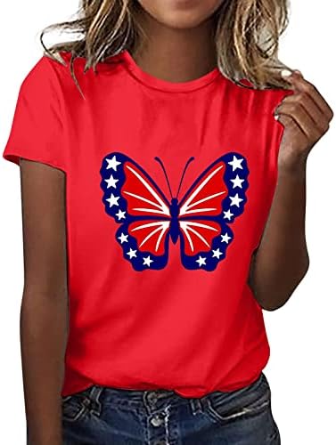 חולצות פטריוטיות לנשים חולצות דגל אמריקאיות חולצות קיץ מזדמנים טייז שרוול קצר פטריוטי נוח חולצות טי