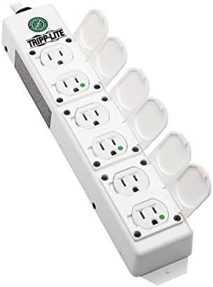 Tripp Lite Safe-it 6-Outlet רצועת חשמל רפואית לטיפול בחולים, כבל 6ft, UL 2930 ו- NFPA 99 מאושרים, כיסויים