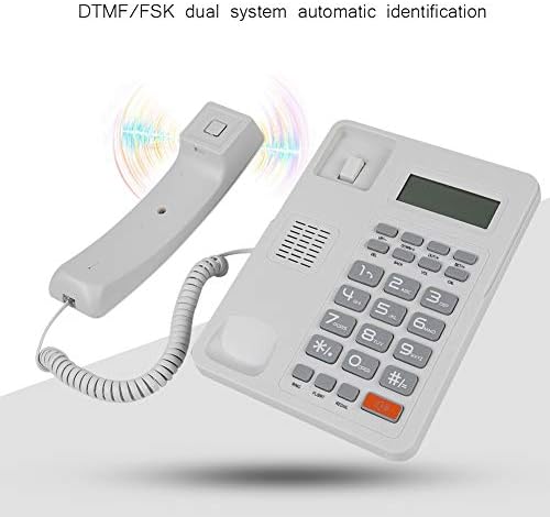 טלפון שולחני חוט קווי של Socobeta טלפון קווי טלפון חוטי עם DTMF/FSK תצוגה באנגלית למשרד מלון היתי לבן