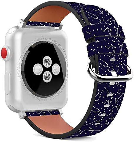 תואם ל- Apple Watch - צמיד צמיד עור 38 ממ / 40 ממ עם אבזם מפלדת אל חלד ומתאמים - לילות כוכבי קונסטלציה