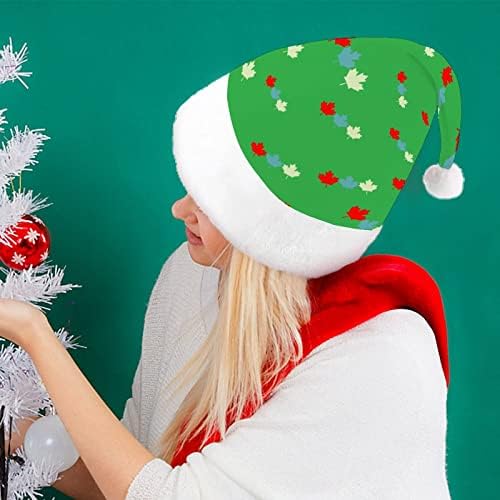 קנדה עלה אדר מצחיק חג המולד כובע סנטה קלאוס כובעי קצר קטיפה עם לבן חפתים עבור חג המולד חג מסיבת אספקת