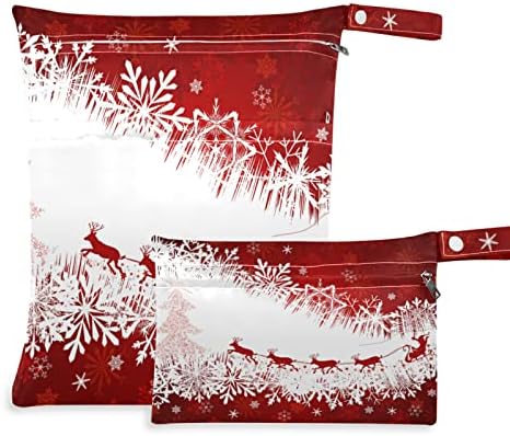 ZZXXB חג המולד אייל אייל שקית רטובה אטומה למים חיתול בד לשימוש חוזר תיק יבש רטוב עם כיס רוכסן לטיולים
