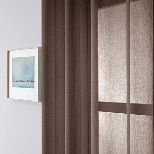 Daesar Sheer וילונות Voile 2 לוחות, וילונות Eyelet סלון קפה פוליאסטר וילונות חדר שינה בצבע אחים מחשיכה