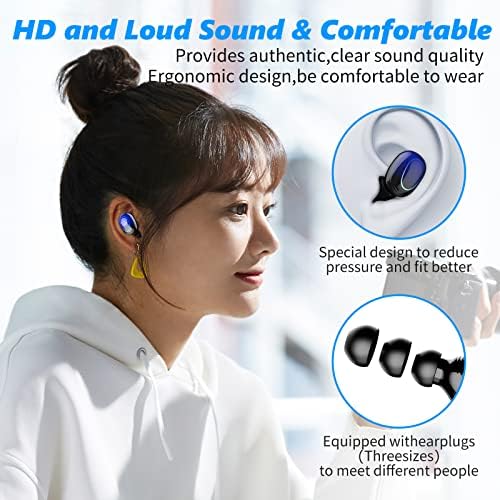 Bluetooth אלחוטי, Bluetooth 5.2 אוזניות, CVC8.0 מבטל רעש אוזניות, סטריאו אטום למים IPX7 באוזניות אוזניים
