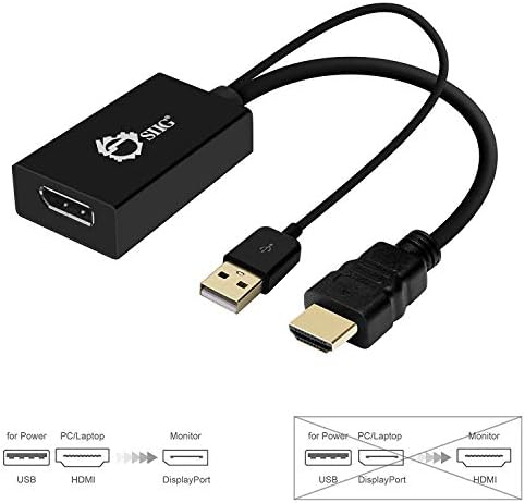 SIIG 4KX2K HDMI למתאם ממיר DisplayPort למערכות HDMI מצוידות כדי להתחבר ל- DP, תואם ל- HDMI 1.4, DP 1.2,