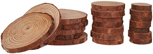 טבעי עץ פרוסות, טיברהם 21 יחידות 1.2-3.9 סנטימטרים לא גמור עץ עיגולים עגול כפרי עץ עם קליפה, מוצק יומן