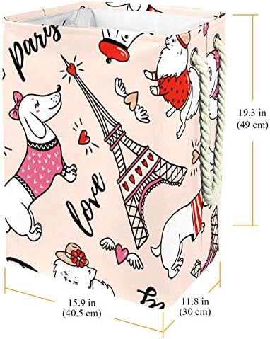 דפוס חלק כלב בסגנון צרפתי 300 ד אוקספורד עמיד למים סל כביסה סל כביסה גדול לשמיכות צעצועי בגדים בחדר