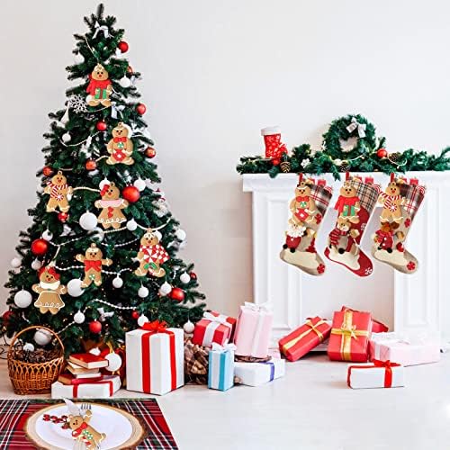 12 יחידות קישוטי עוגיות עץ חג המולד איש עץ חג המולד קישוטי עוגיות ג'ינג'ר פלסטיק לקישוטים לתליית עץ