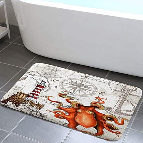 שטיח אמבטיה עוגן מגדלור ימי, שטיח אמבטיה תמנון מפלצת ים, שטיח אמבטיה מונע החלקה, עיצוב אמבטיה 17 על