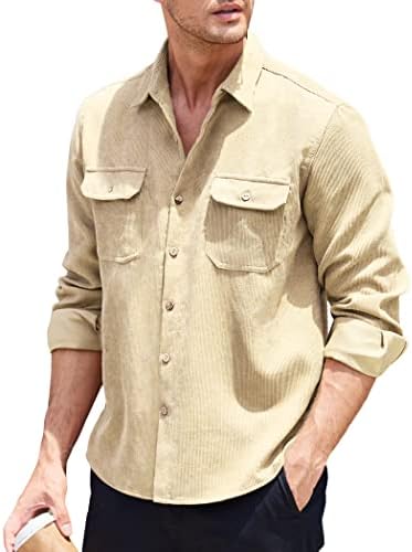 חולצה מזדמנת של קואופנדי קורדורוי שרוול ארוך כפתור למטה ז'קט חולצה