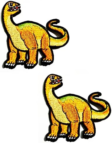 קליינפלוס 2 יחידות. אפטוזאורוס דינוזאור רקום תיקון בד מדבקת קריקטורה ילדי ילדים ברזל על לתפור על מזכרות