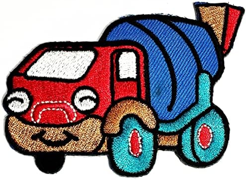 קליינפלוס 2 יחידות. אדום בטון משאית בטון מיקסר קריקטורה אופנה תיקון מדבקת קרפט תיקוני אפליקציה עשה זאת