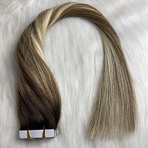 קלטת בתוספות שיער שיער טבעי 14 אינץ 50 גרם אריזה 20 יחידות ערב עור חלק אפר חום כדי בלונד צבע מעורב עם