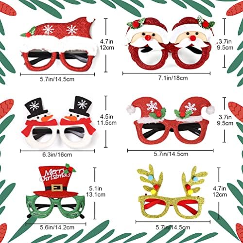 משקפי חג מולד לילדים, 12 יח 'משקפיים מהנים לחג המולד אבזרי תאי צילום אבזרים סנטה שלג עץ חג המולד דפוס