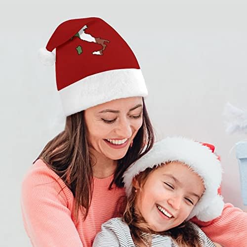 איטליה מפת דגל קטיפה חג המולד כובע שובב ונחמד סנטה כובעי עם קטיפה ברים ונוחות אוניית חג המולד קישוט